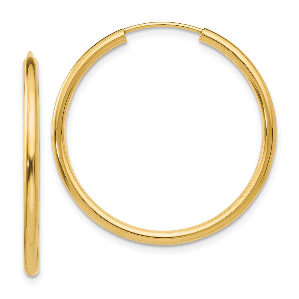 2mm x 30mm 14k Yellow Gold Polished Round Endless Hoop Earrings