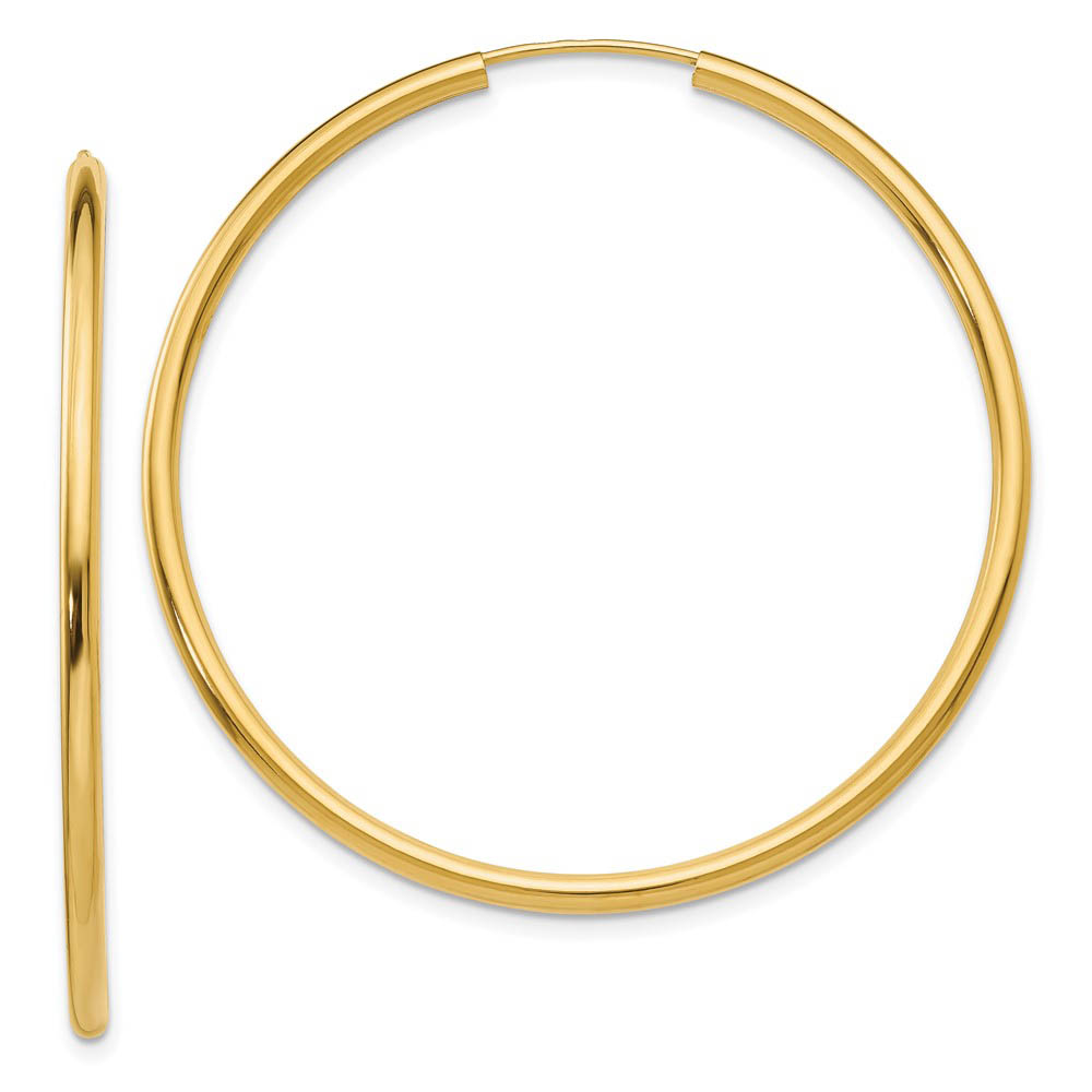 2mm x 45mm 14k Yellow Gold Polished Round Endless Hoop Earrings