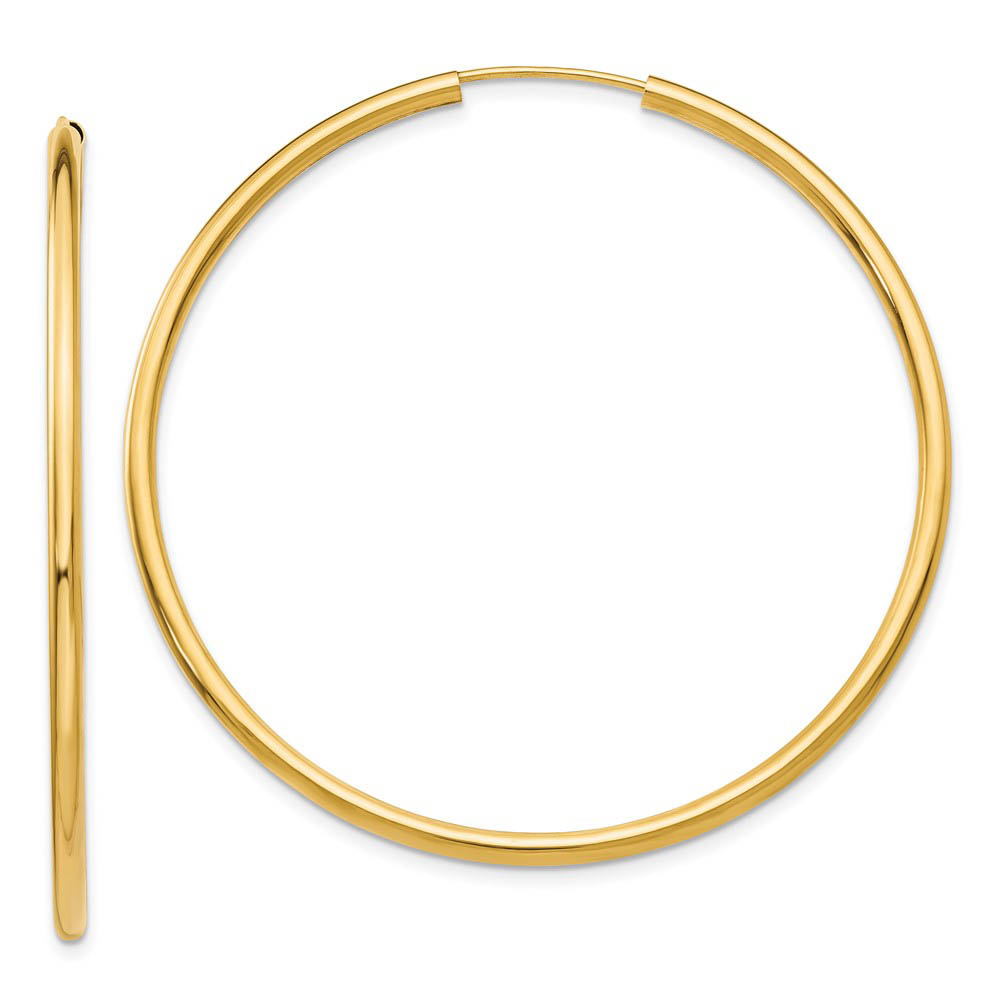 2mm x 49mm 14k Yellow Gold Polished Round Endless Hoop Earrings