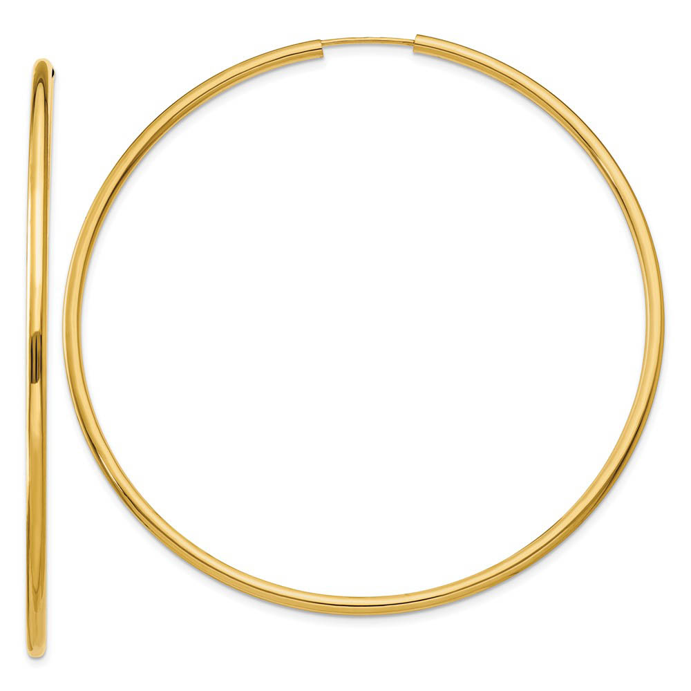 2mm x 65mm 14k Yellow Gold Polished Round Endless Hoop Earrings