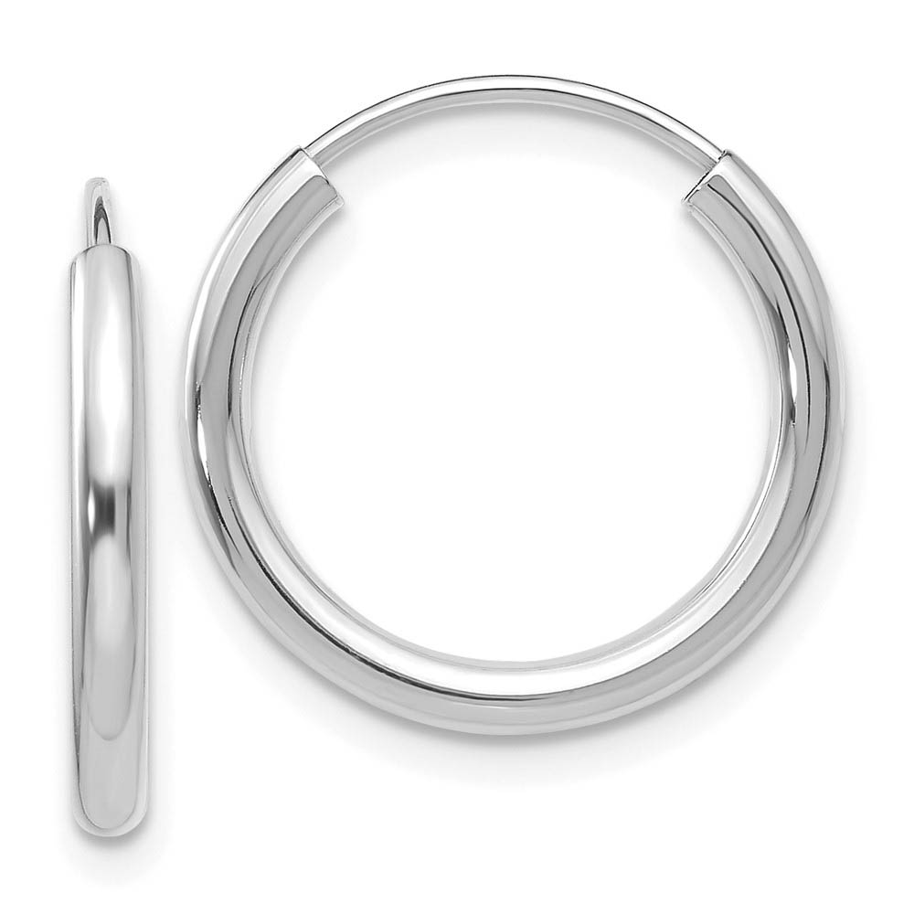 2mm x 18mm 14k White Gold Polished Round Endless Hoop Earrings