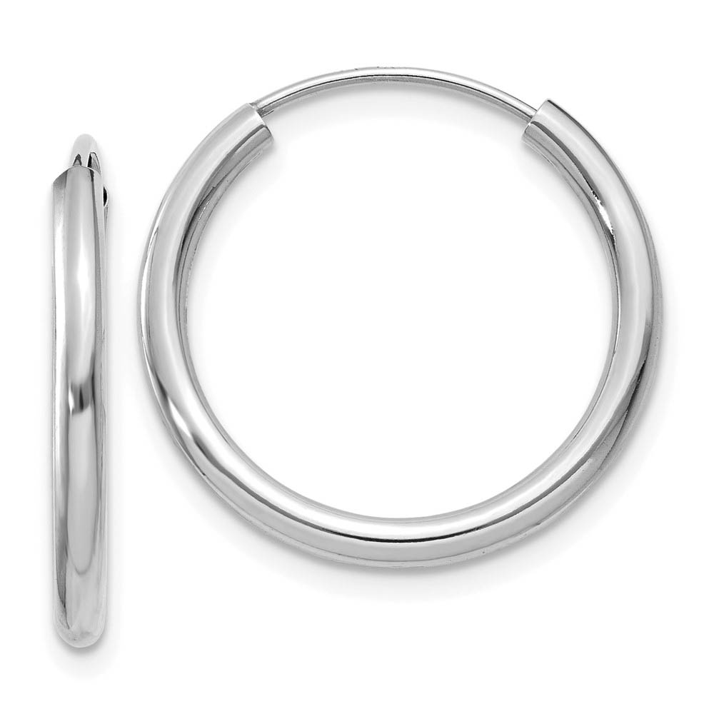 2mm x 21mm 14k White Gold Polished Round Endless Hoop Earrings