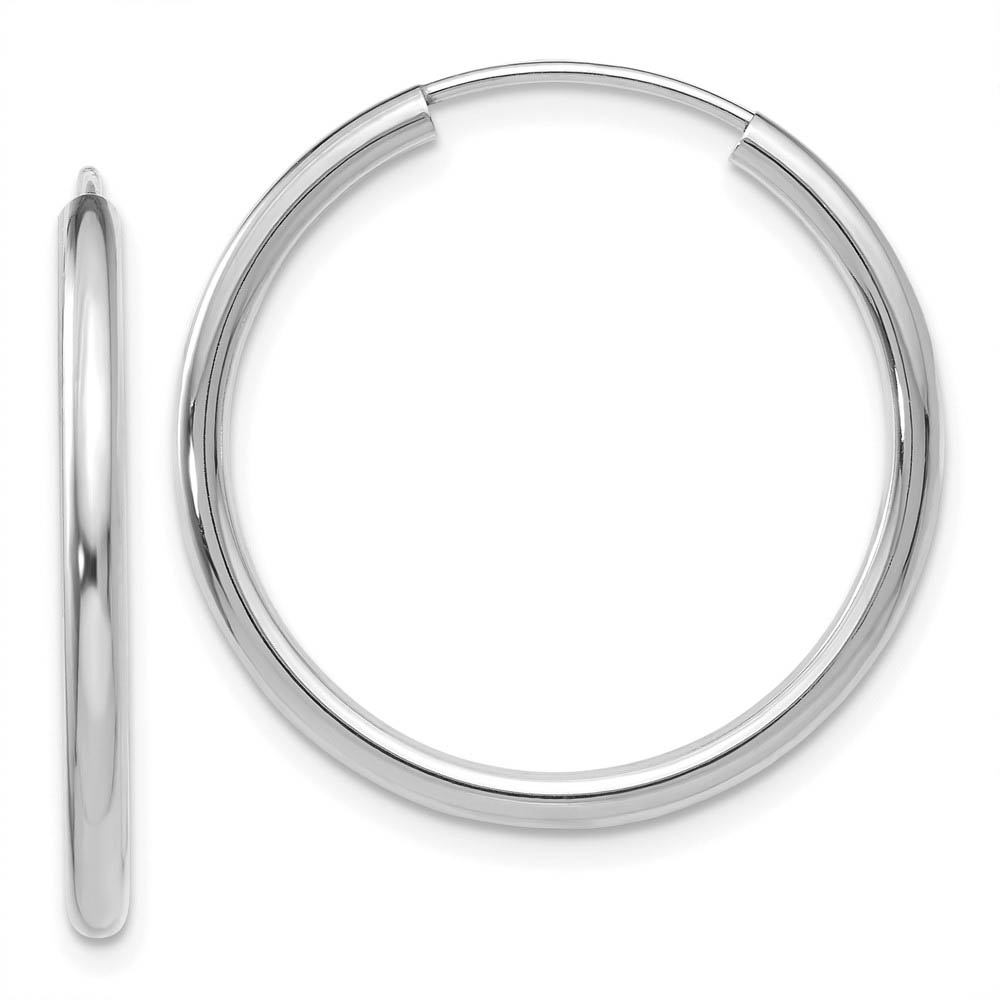 2mm x 26mm 14k White Gold Polished Round Endless Hoop Earrings