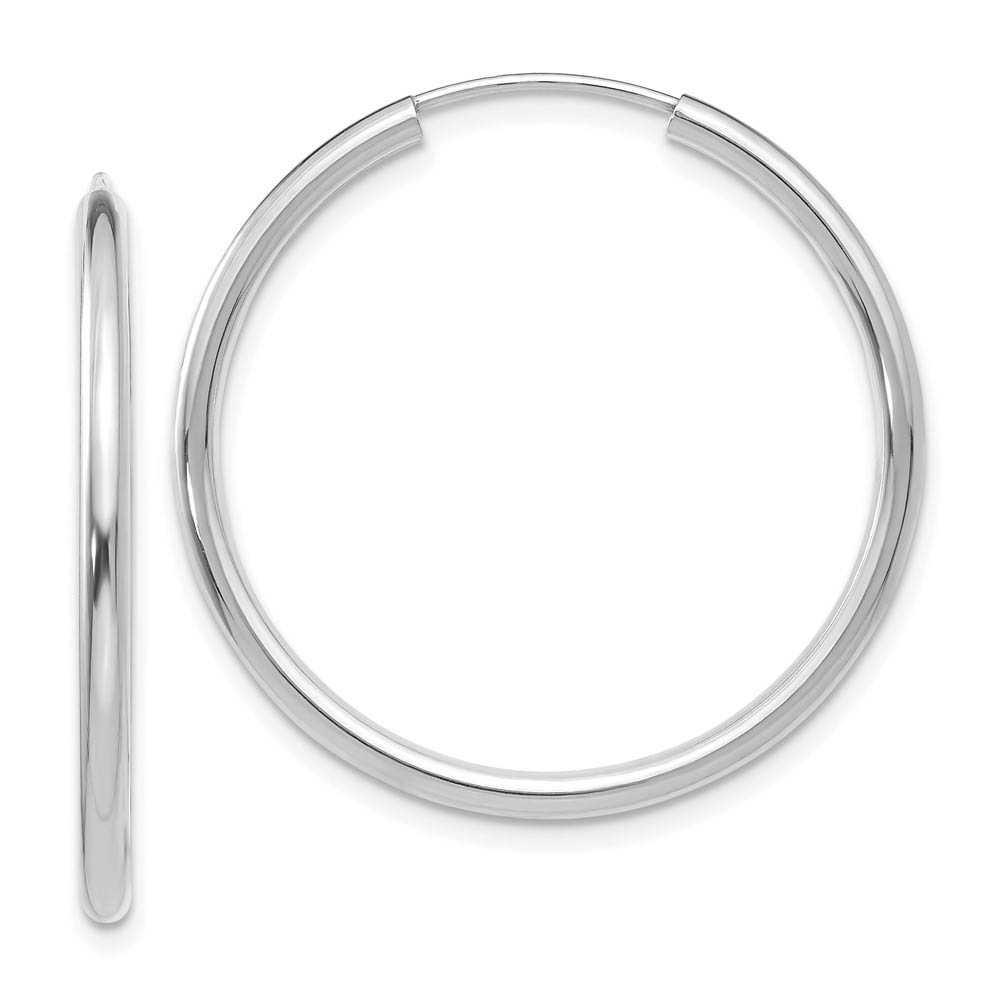 2mm x 30mm 14k White Gold Polished Round Endless Hoop Earrings