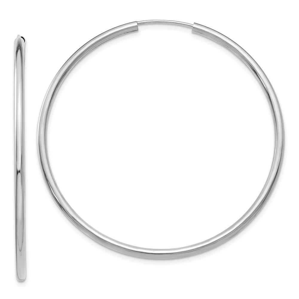 2mm x 49mm 14k White Gold Polished Round Endless Hoop Earrings