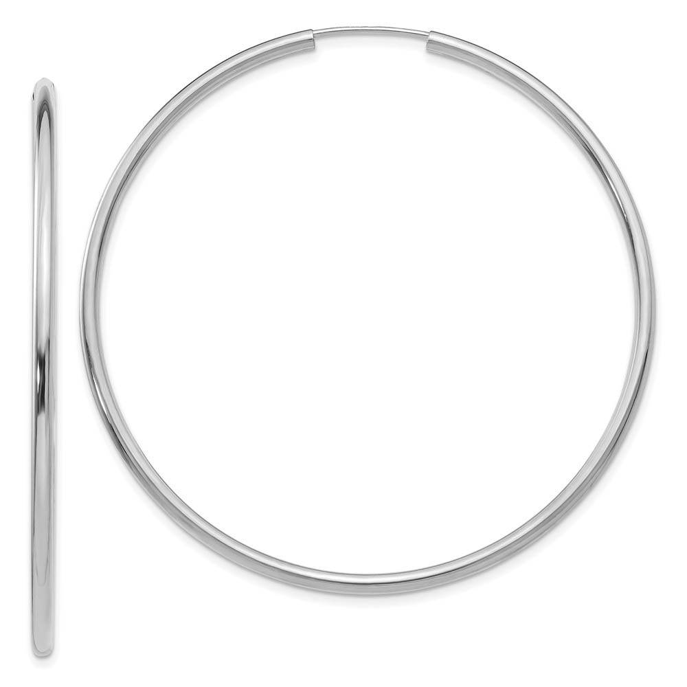 2mm x 55mm 14k White Gold Polished Round Endless Hoop Earrings