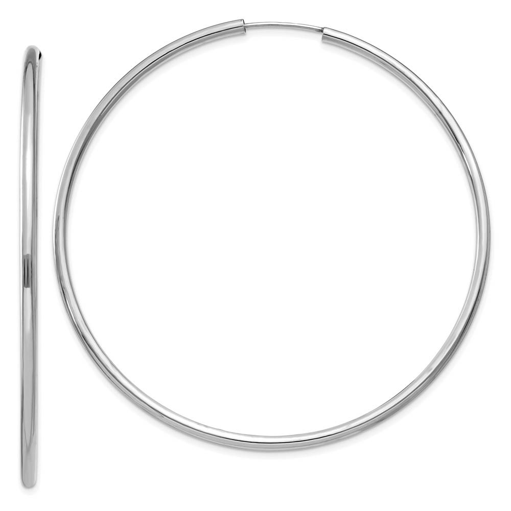 2mm x 60mm 14k White Gold Polished Round Endless Hoop Earrings