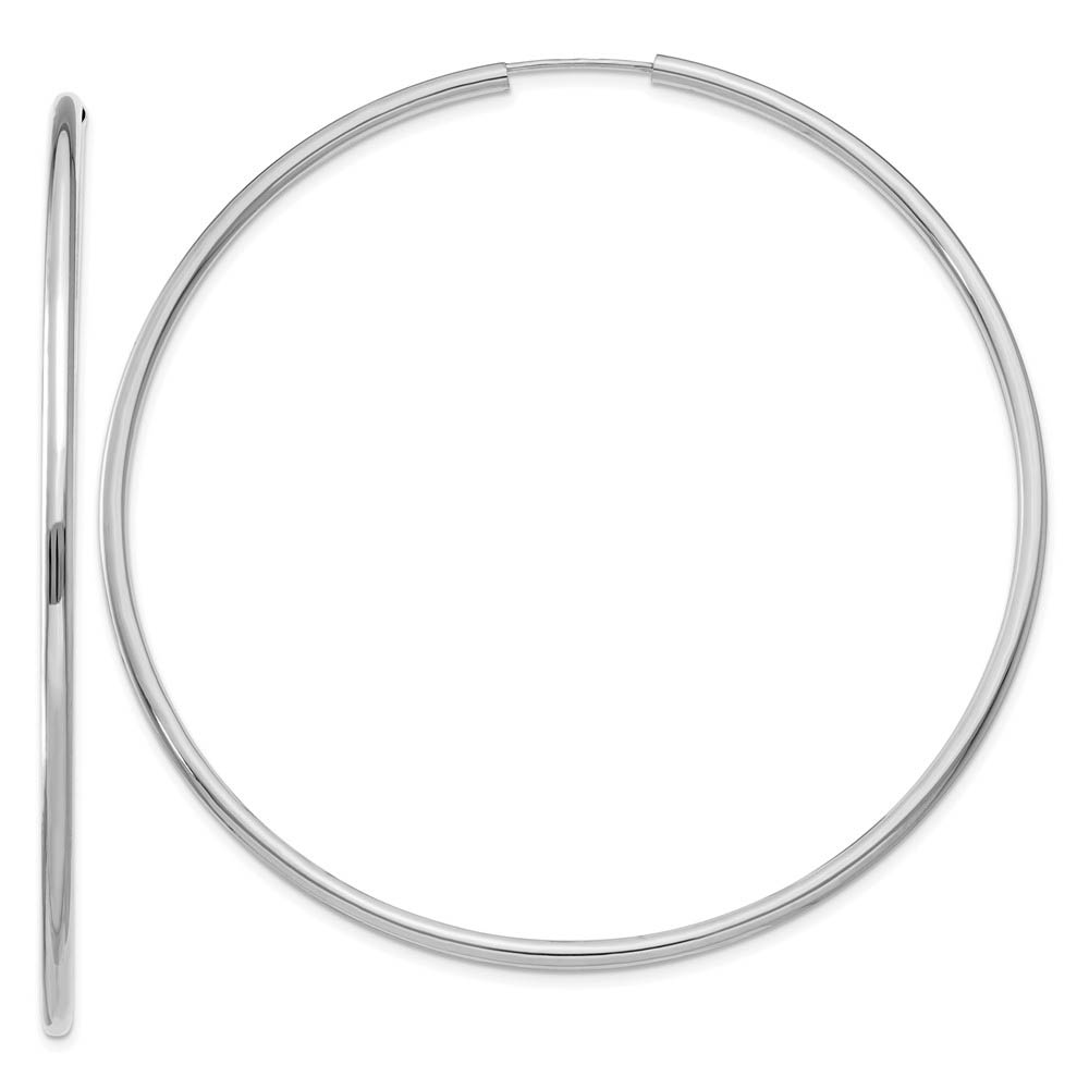 2mm x 65mm 14k White Gold Polished Round Endless Hoop Earrings