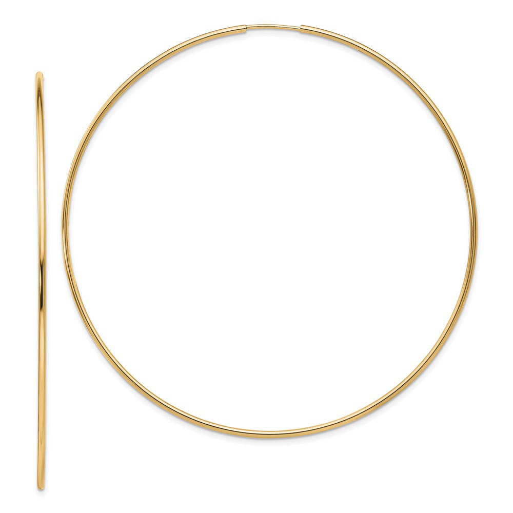 1.2mm x 72mm 14k Yellow Gold Polished Endless Tube Hoop Earrings