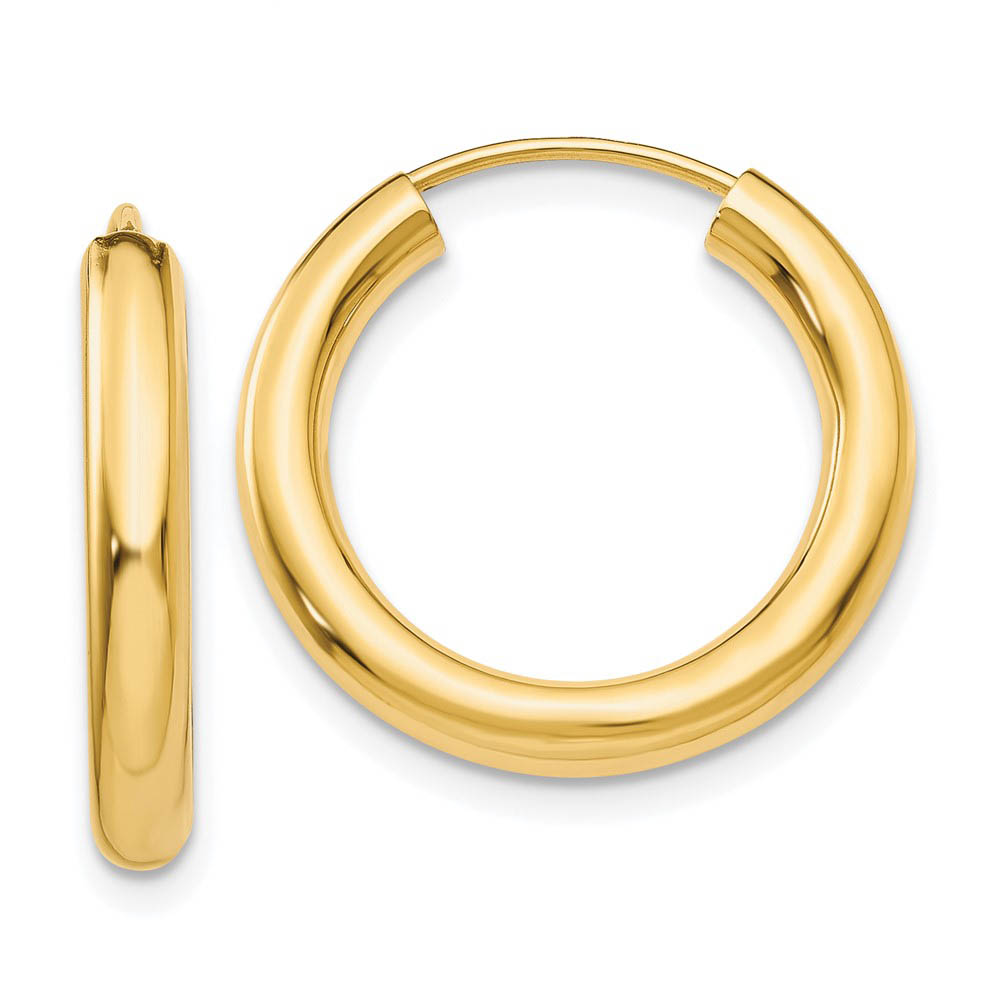 3mm x 20mm 14k Yellow Gold Polished Endless Tube Hoop Earrings