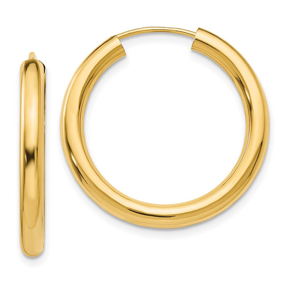 3mm x 25mm 14k Yellow Gold Polished Endless Tube Hoop Earrings