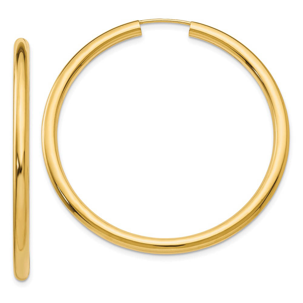 3mm x 45mm 14k Yellow Gold Polished Endless Tube Hoop Earrings