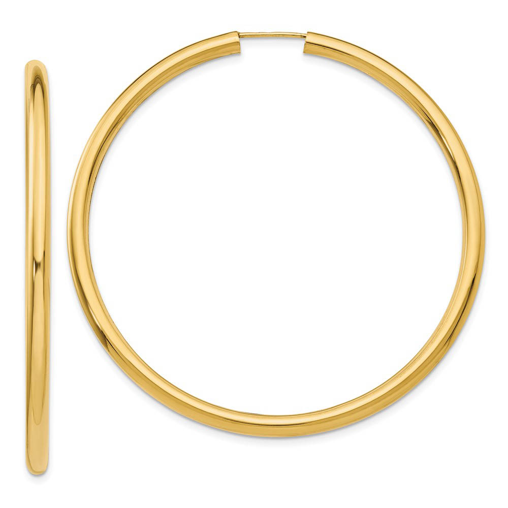 3mm x 55mm 14k Yellow Gold Polished Endless Tube Hoop Earrings