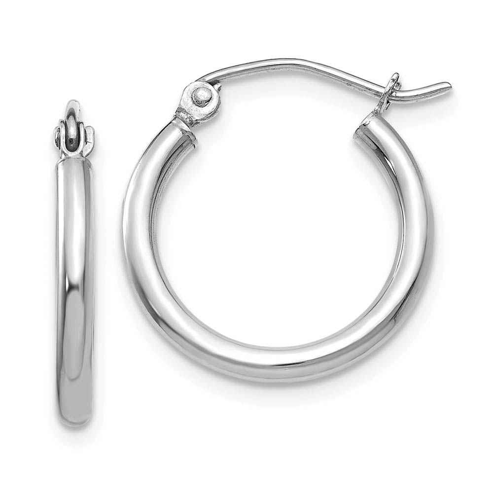 2mm x 17mm 14k White Gold Classic Round Hoop Earrings