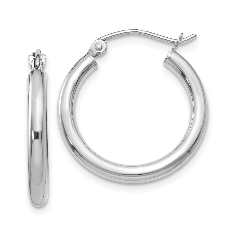 2.5mm x 20mm 14k White Gold Classic Round Hoop Earrings