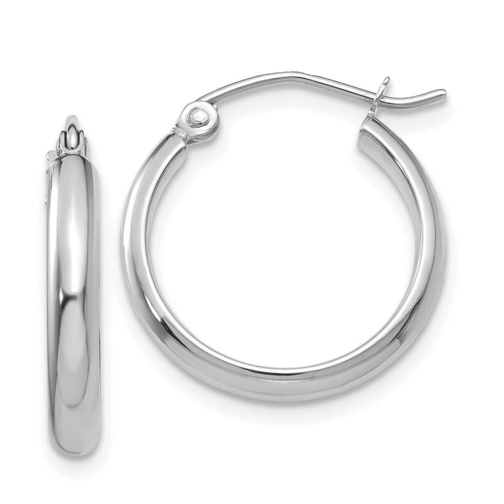 2.75mm x 18mm Polished 14k White Gold Domed Round Hoop Earrings