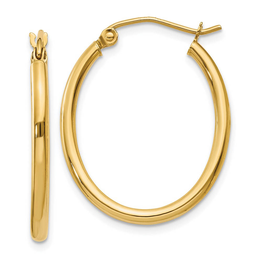2mm x 27mm Polished 14k Yellow Gold Classic Oval Hoop Earrings