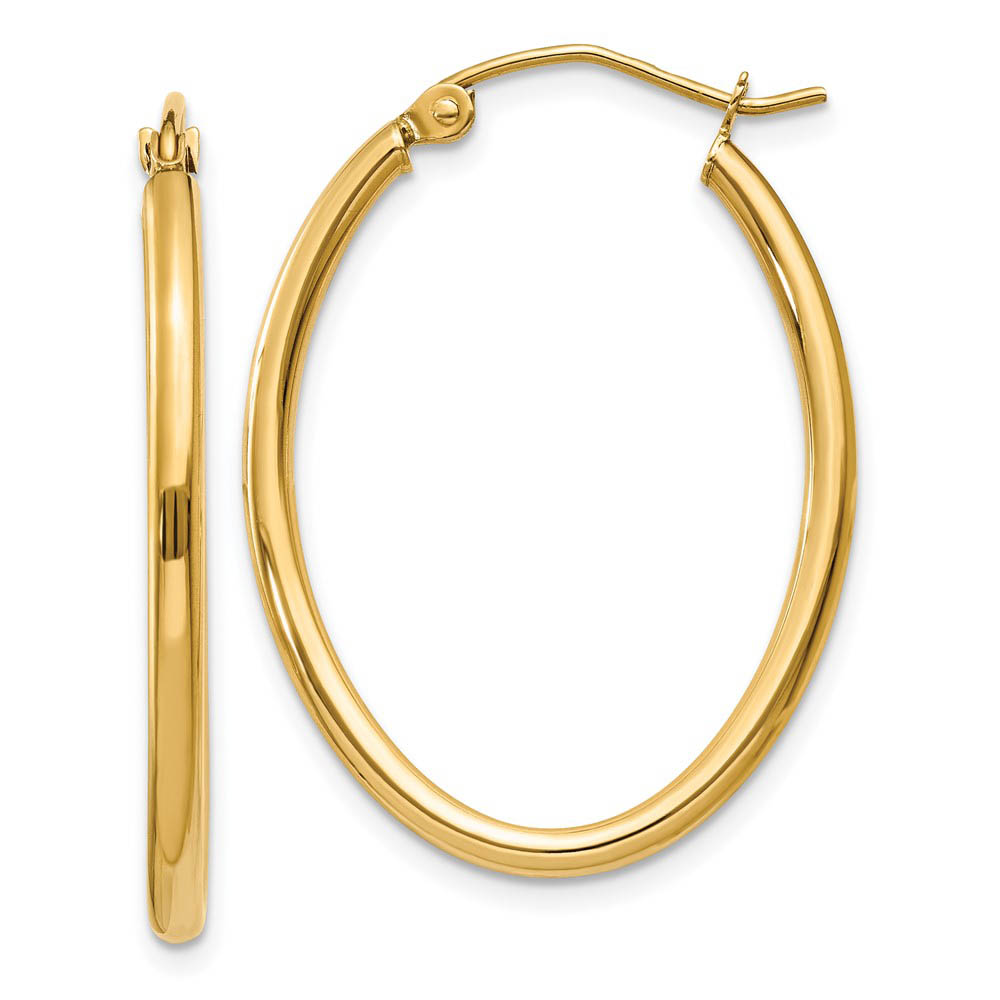 2mm x 31mm Polished 14k Yellow Gold Classic Oval Hoop Earrings