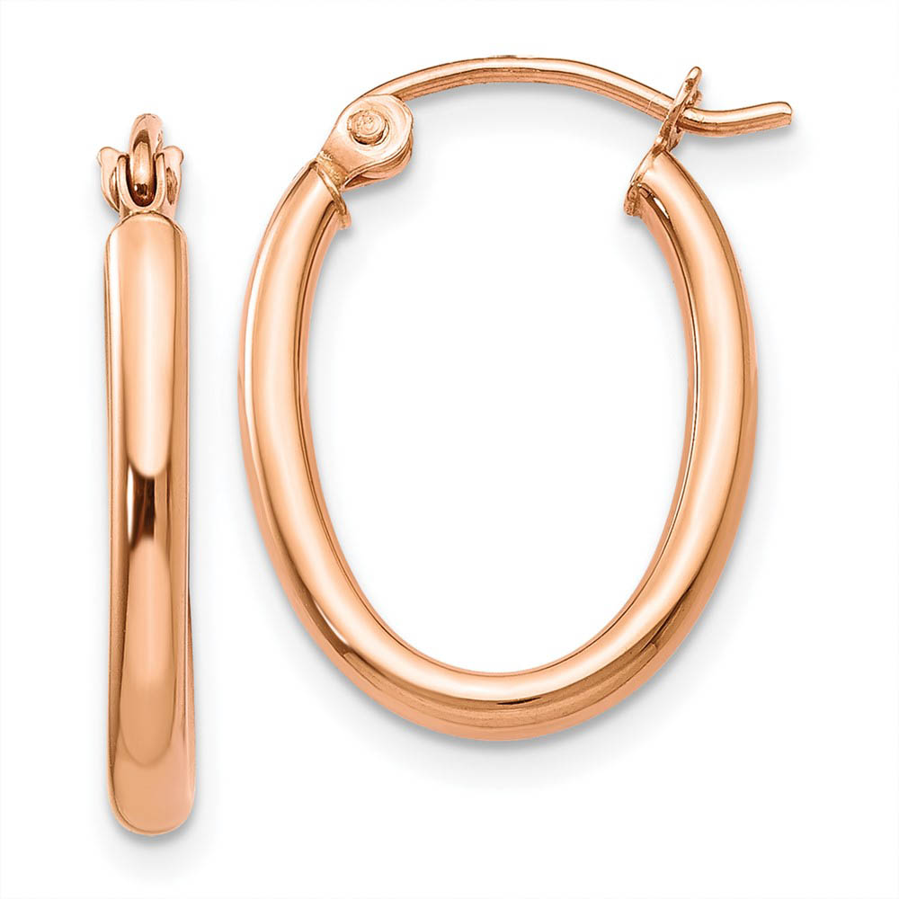 2mm x 27mm Polished 14k Rose Gold Classic Oval Hoop Earrings