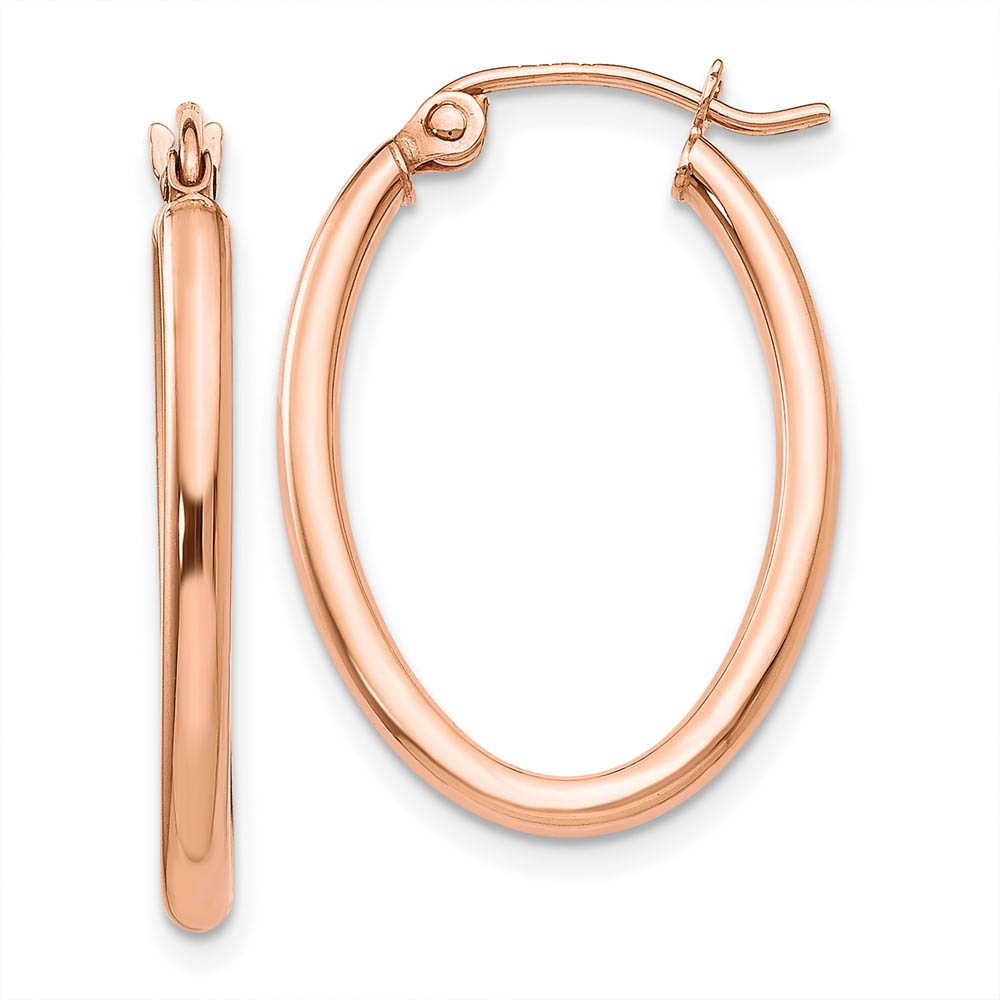 2mm x 31mm Polished 14k Rose Gold Classic Oval Hoop Earrings
