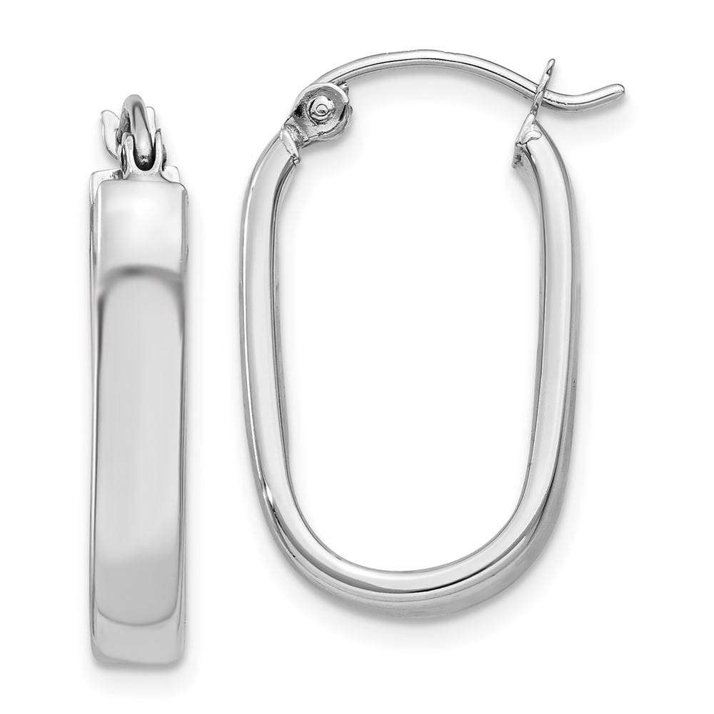 3.5mm, 14k White Gold U-Shaped Hoop Earrings, 20mm (3/4 Inch)