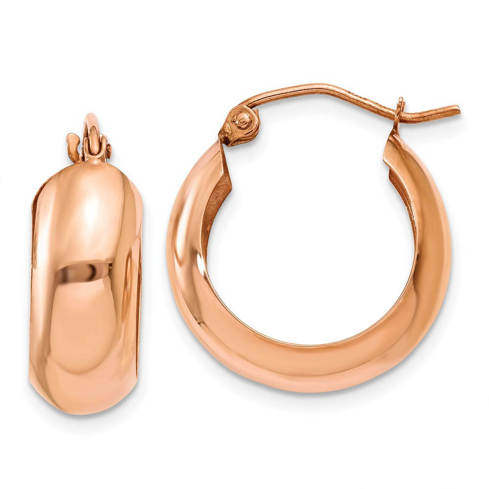 7mm x 18mm 14k Rose Gold Half Round Open Back Hoop Earrings