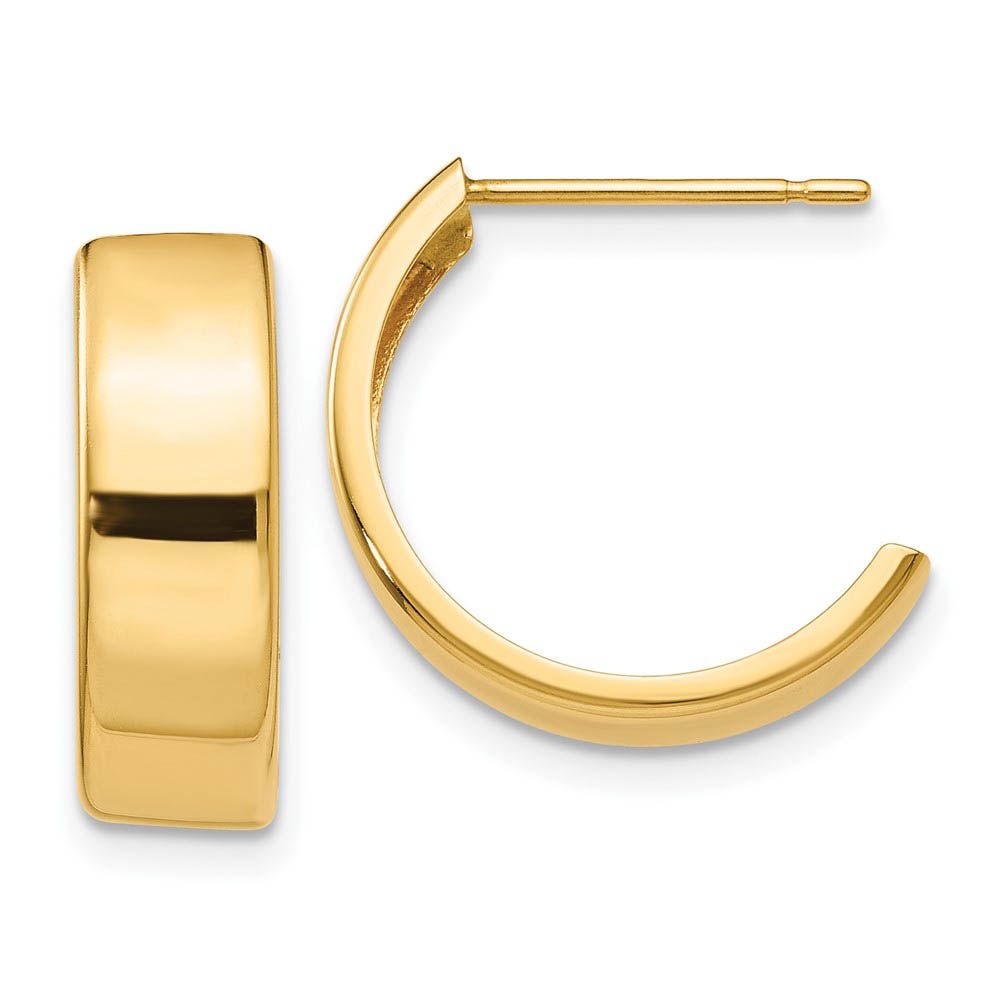 5.5mm x 16mm Polished 14k Yellow Gold J-Hoop Earrings