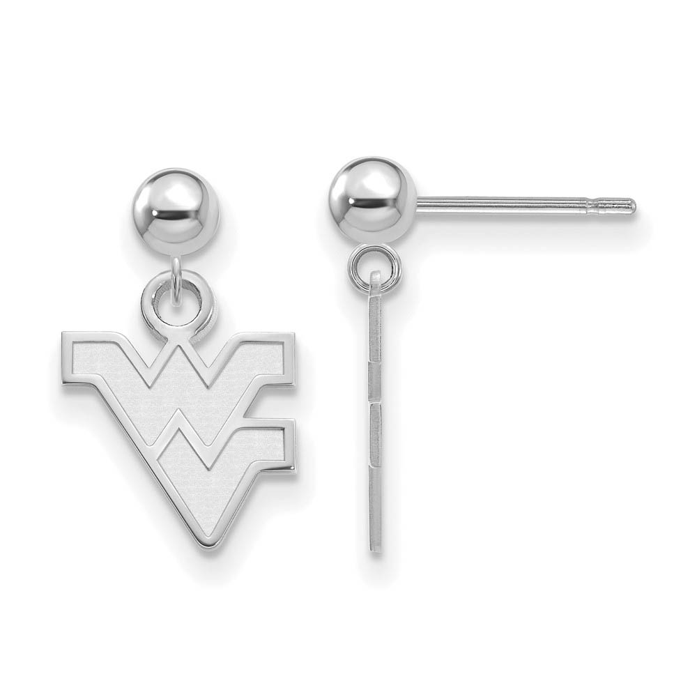 14k White Gold West Virginia University Ball Dangle Earrings