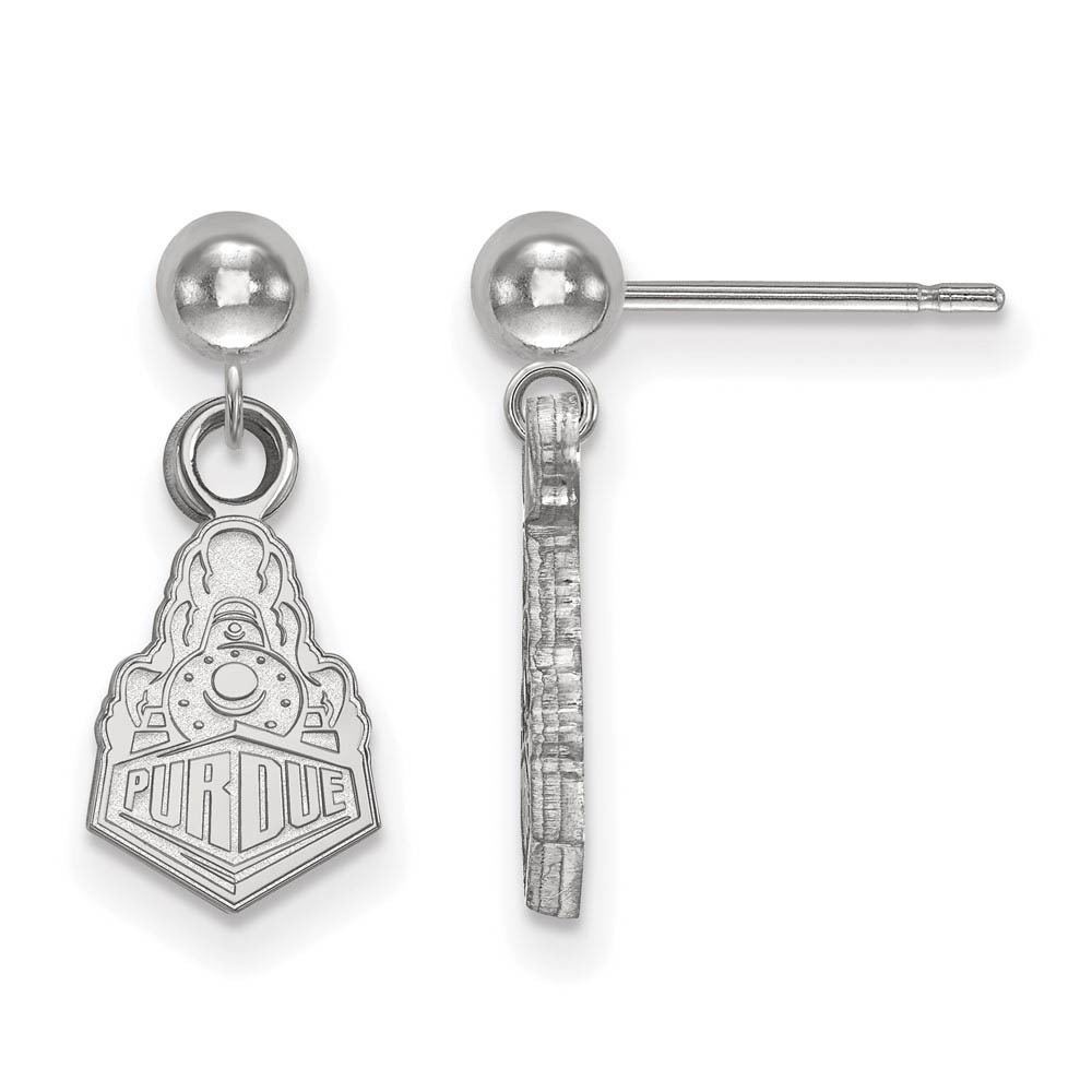 14k White Gold Purdue Ball Dangle Earrings