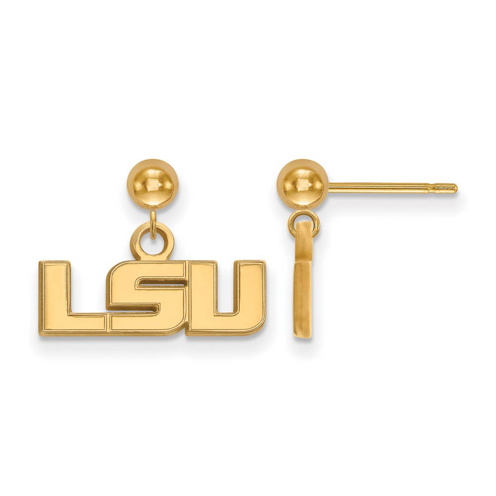 14k Yellow Gold Louisiana State University Ball Dangle Earrings