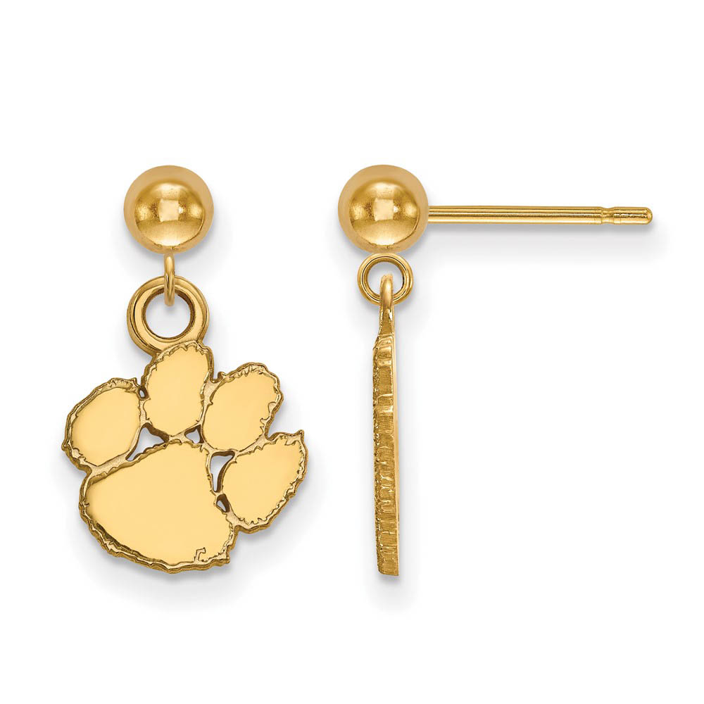 14k Yellow Gold Clemson University Ball Dangle Earrings