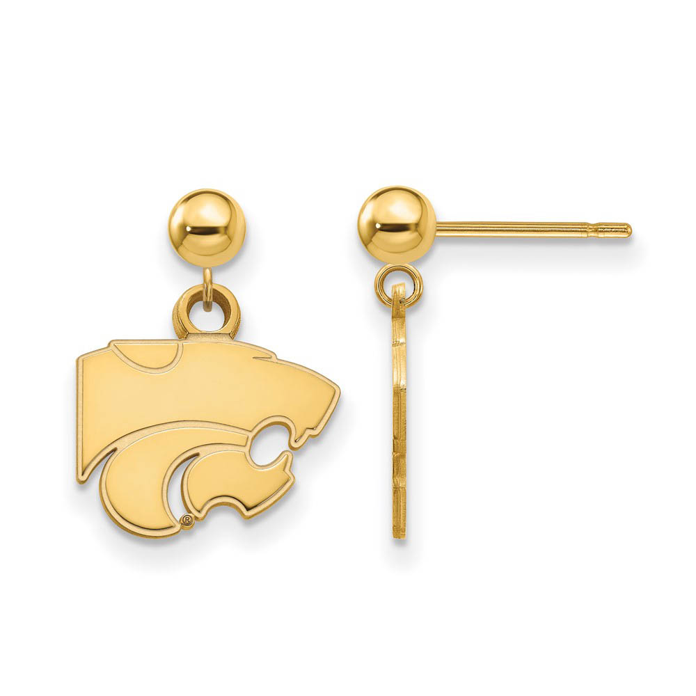 14k Yellow Gold Kansas State University Ball Dangle Earrings