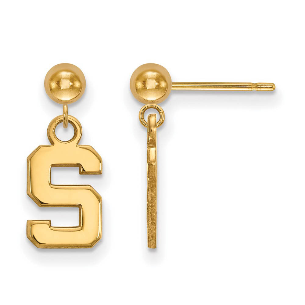 14k Yellow Gold Michigan State University Ball Dangle Earrings