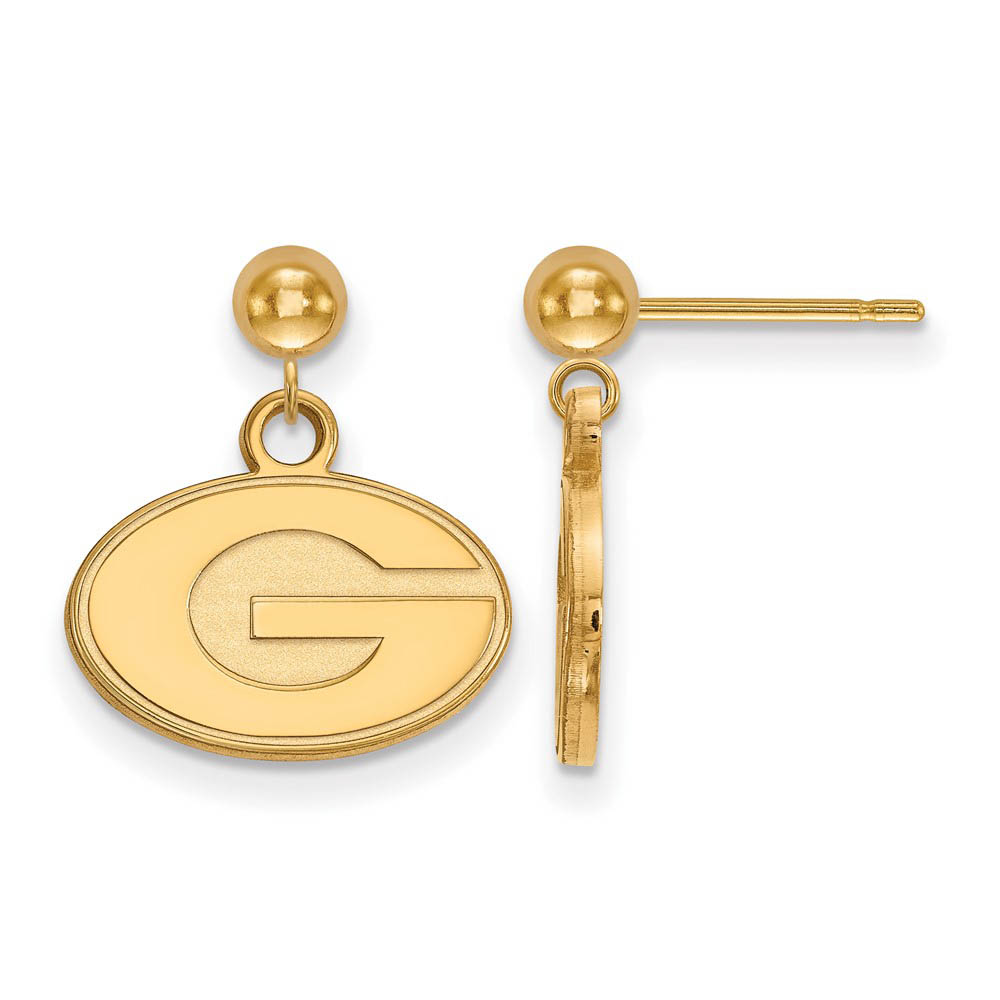 14k Yellow Gold University of Georgia Ball Dangle Earrings