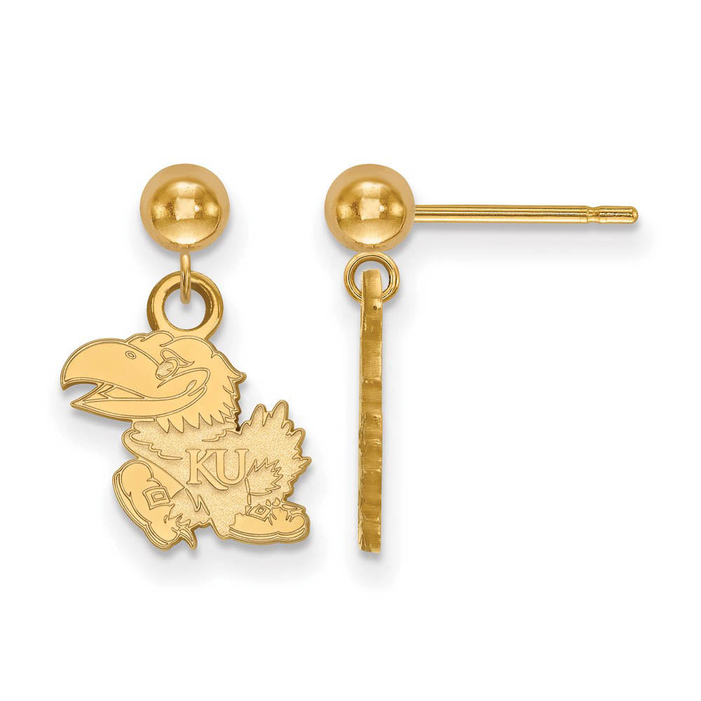 14k Yellow Gold University of Kansas Ball Dangle Earrings