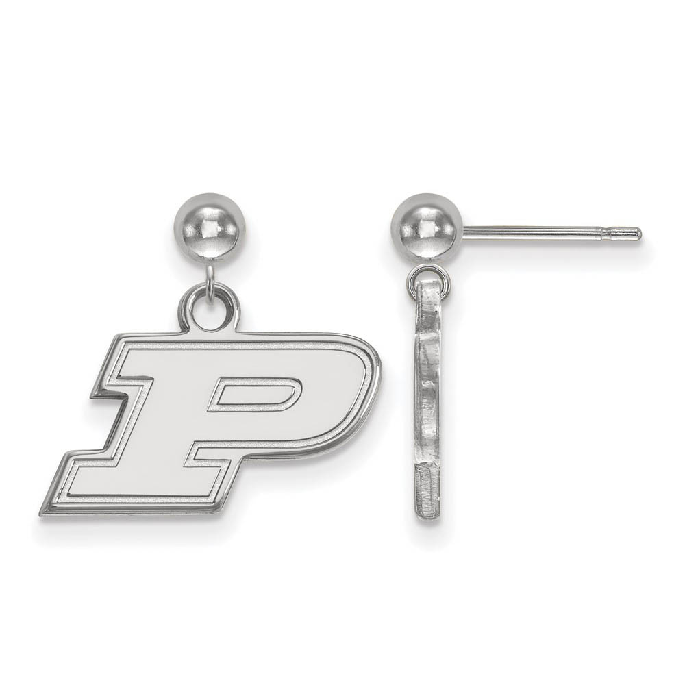 Sterling Silver Purdue Initial P Ball Dangle Earrings
