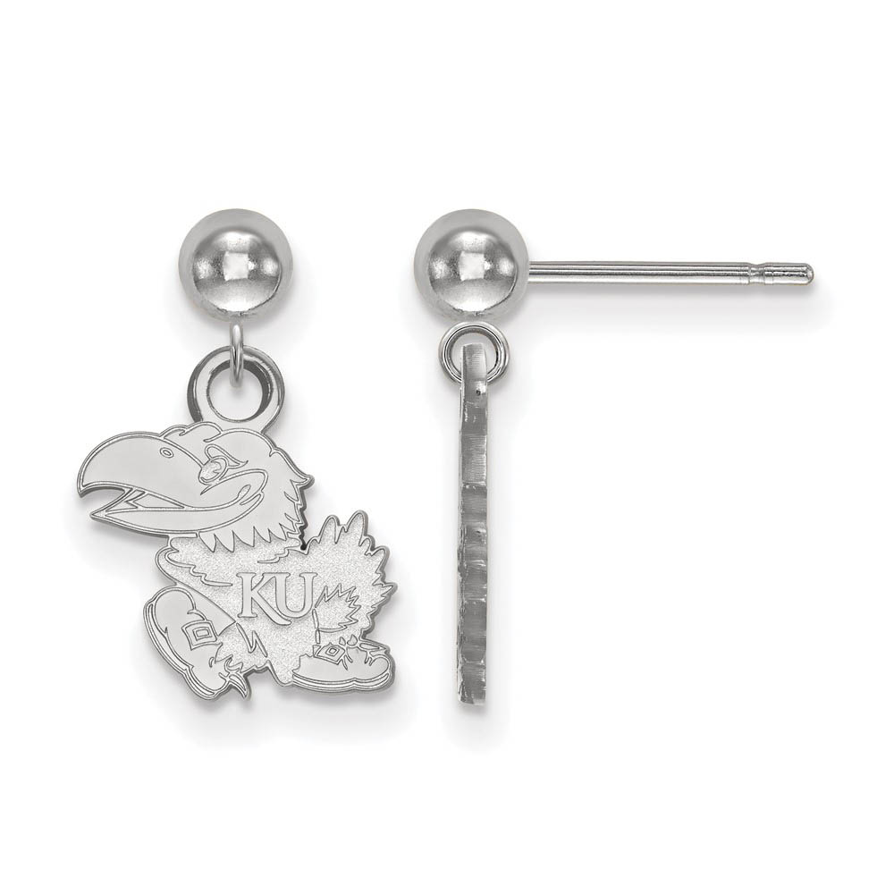 Sterling Silver University of Kansas Ball Dangle Earrings