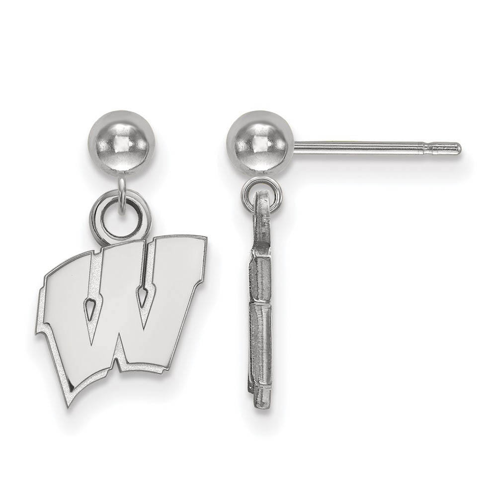 Sterling Silver University of Wisconsin Ball Dangle Earrings