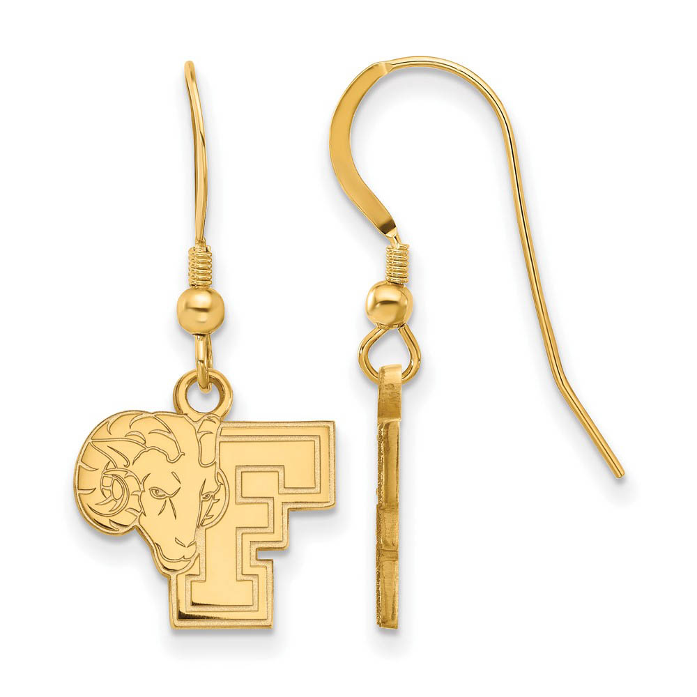 14k Gold Plated Silver Fordham University Dangle Earrings