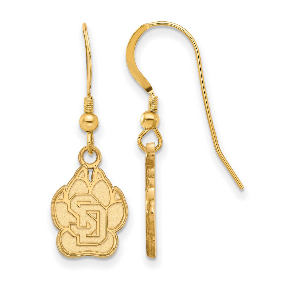 14k Gold Plated Silver University of South Dakota Dangle Earrings