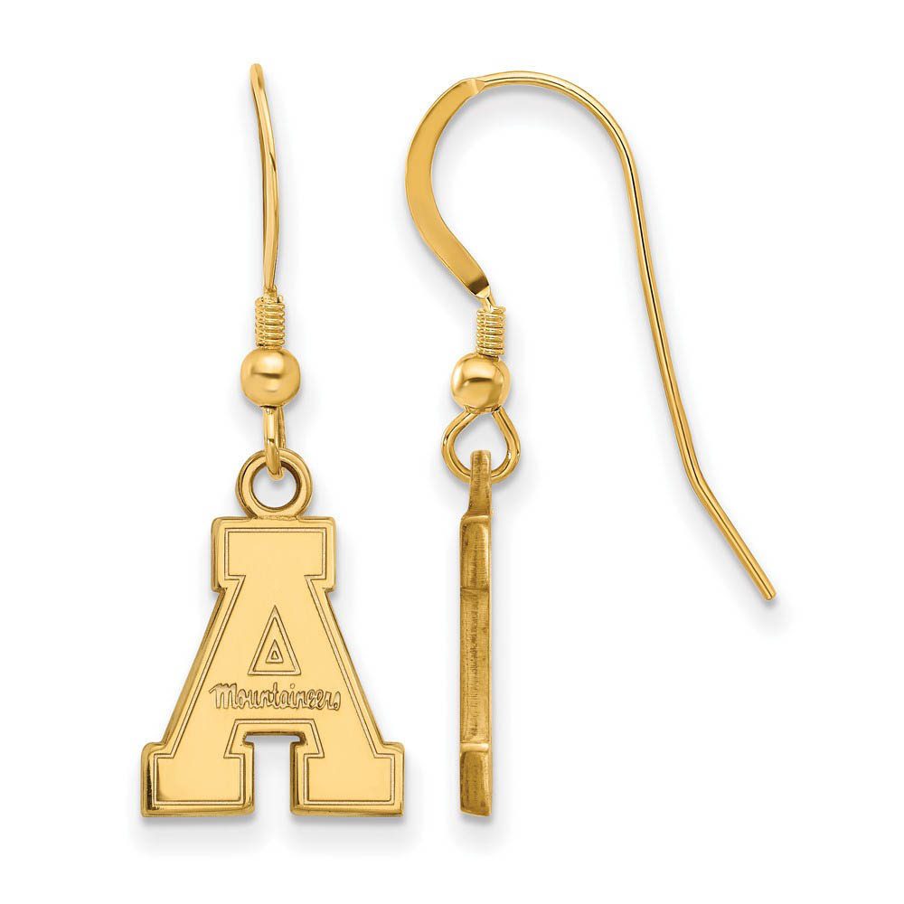 14k Gold Plated Silver Appalachian State U Dangle Earrings