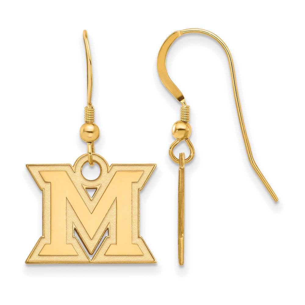 14k Gold Plated Silver Miami University Dangle Earrings