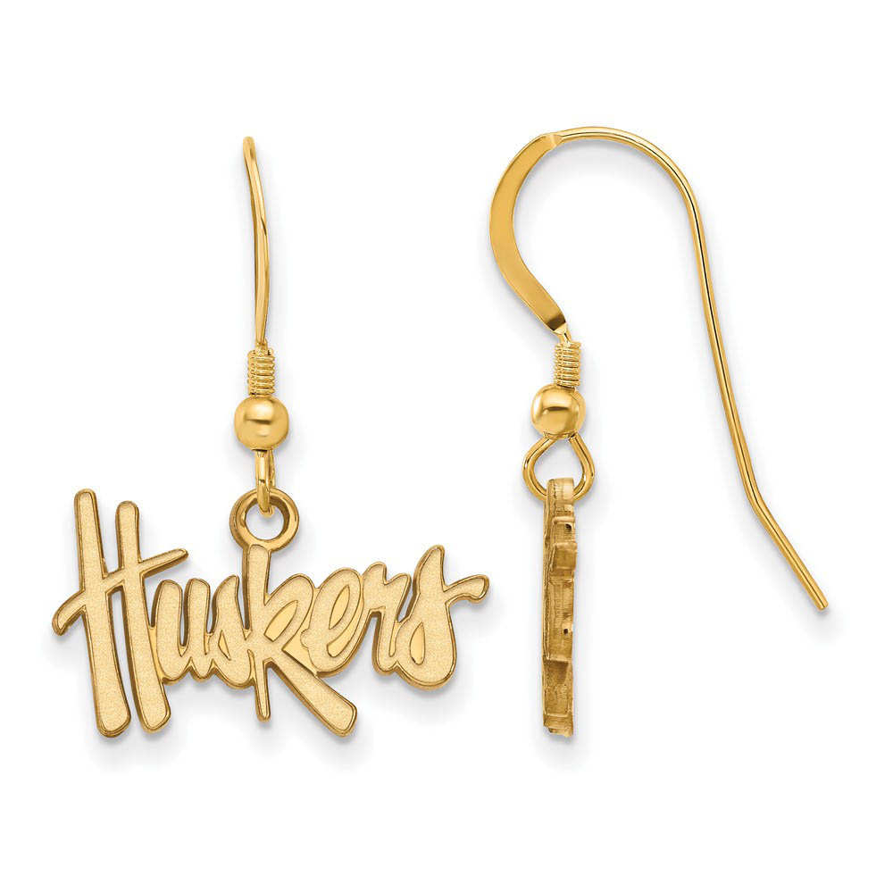 14k Gold Plated Silver University of Nebraska Dangle Earrings