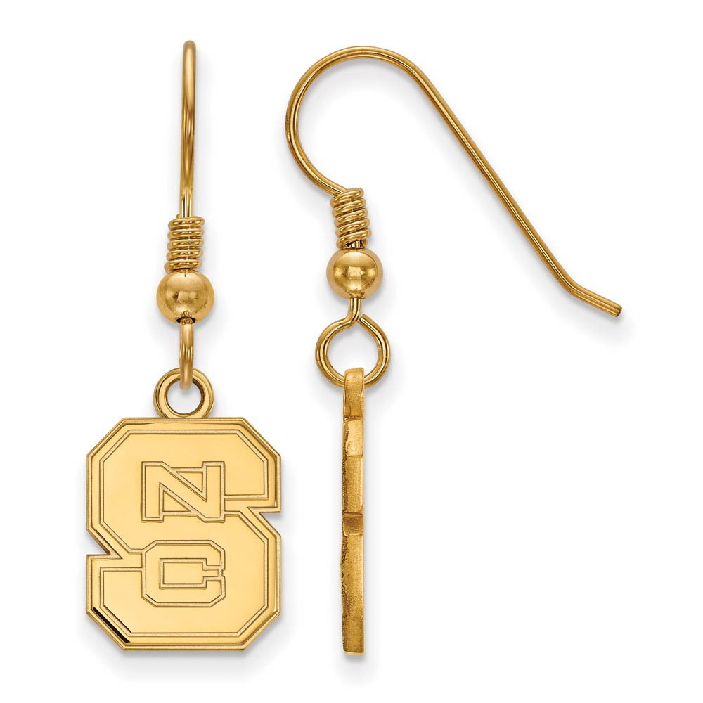 14k Gold Plated Silver North Carolina State U SM Dangle Earrings