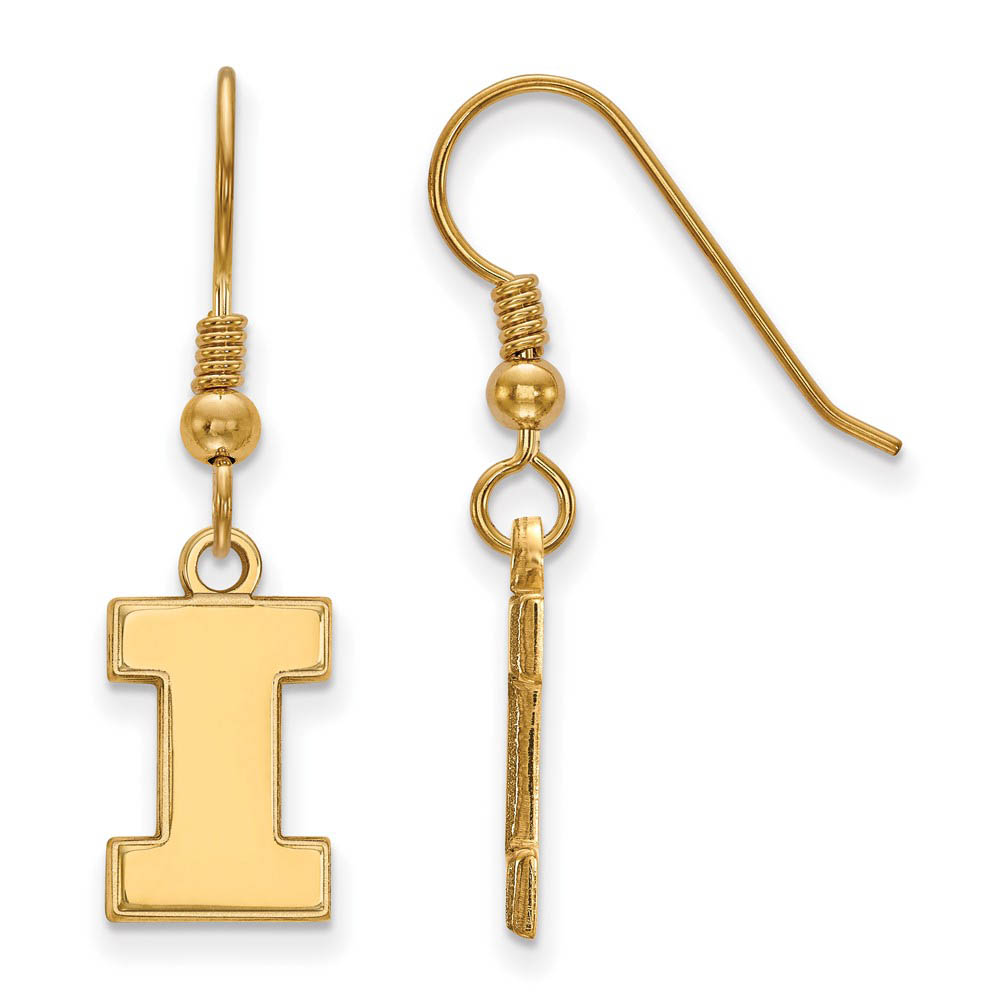14k Gold Plated Silver University of Illinois SM Dangle Earrings