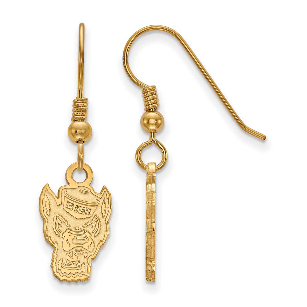 14k Gold Plated Silver North Carolina State U Dangle Earrings