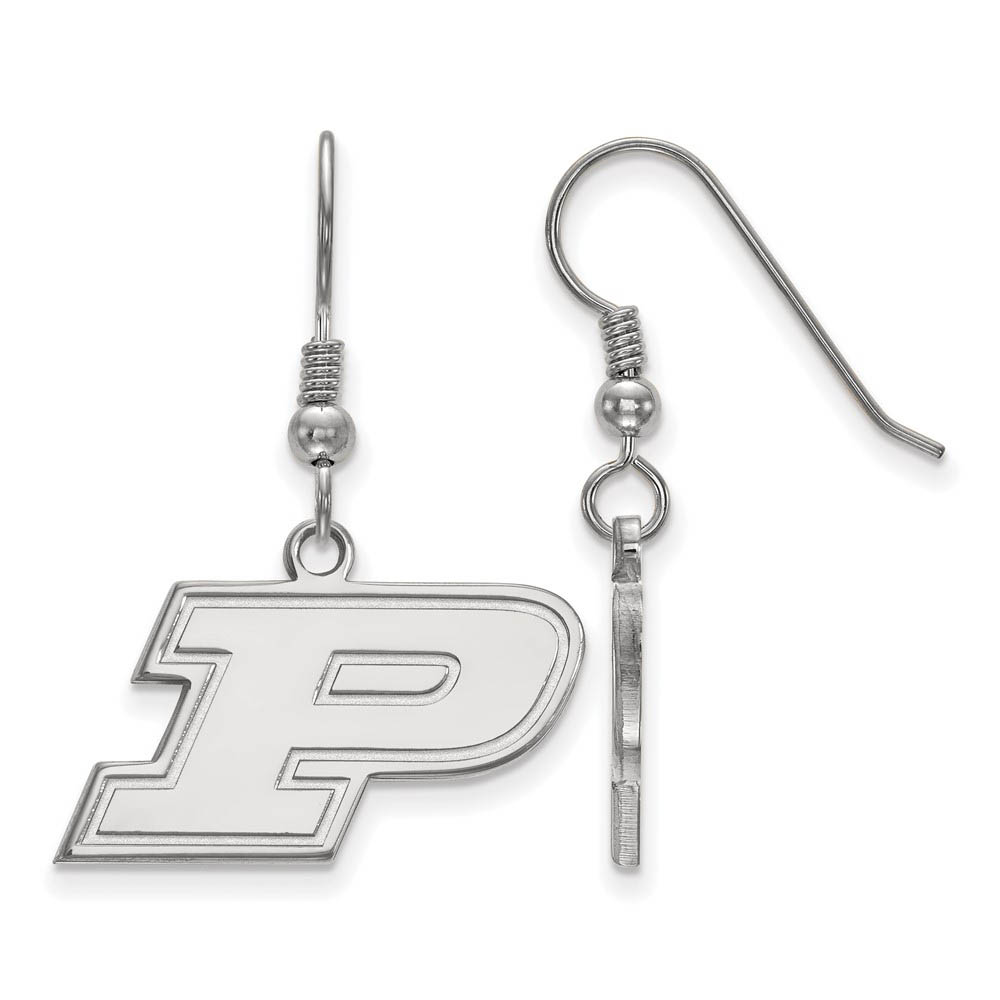 Sterling Silver Purdue Initial P Dangle Earrings