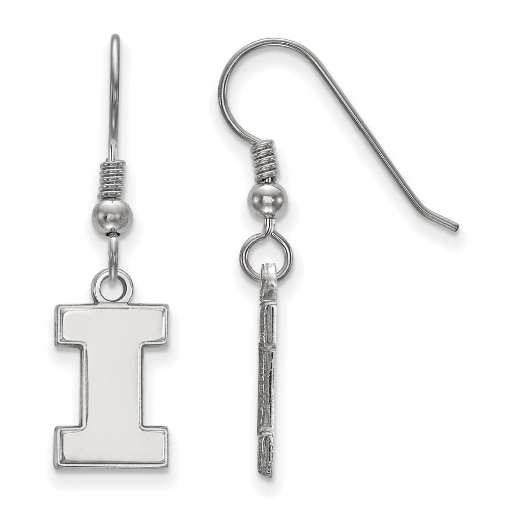 Sterling Silver University of Illinois Sm Initial I Dangle Earrings