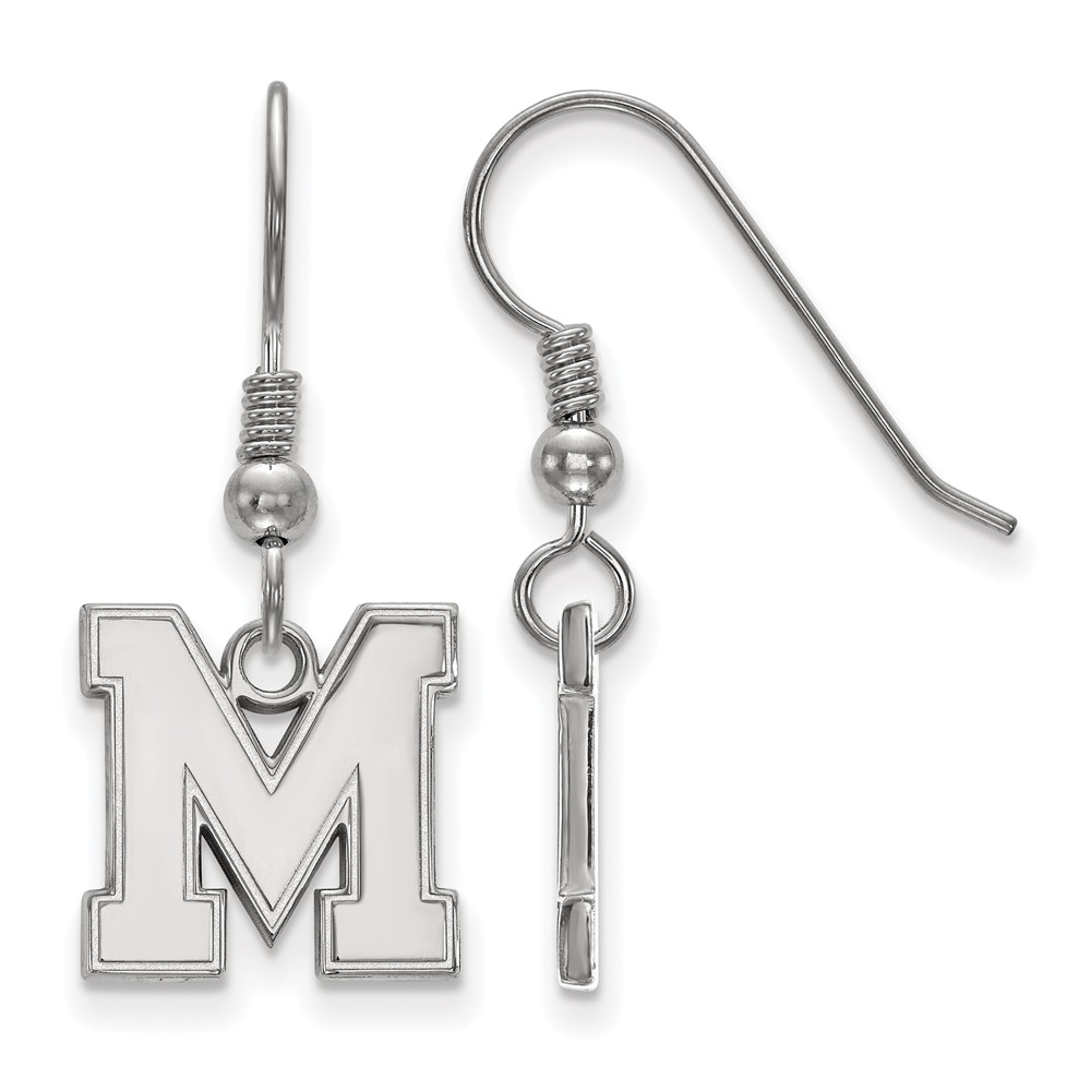 Sterling Silver University of Memphis Small 'M' Dangle Earrings