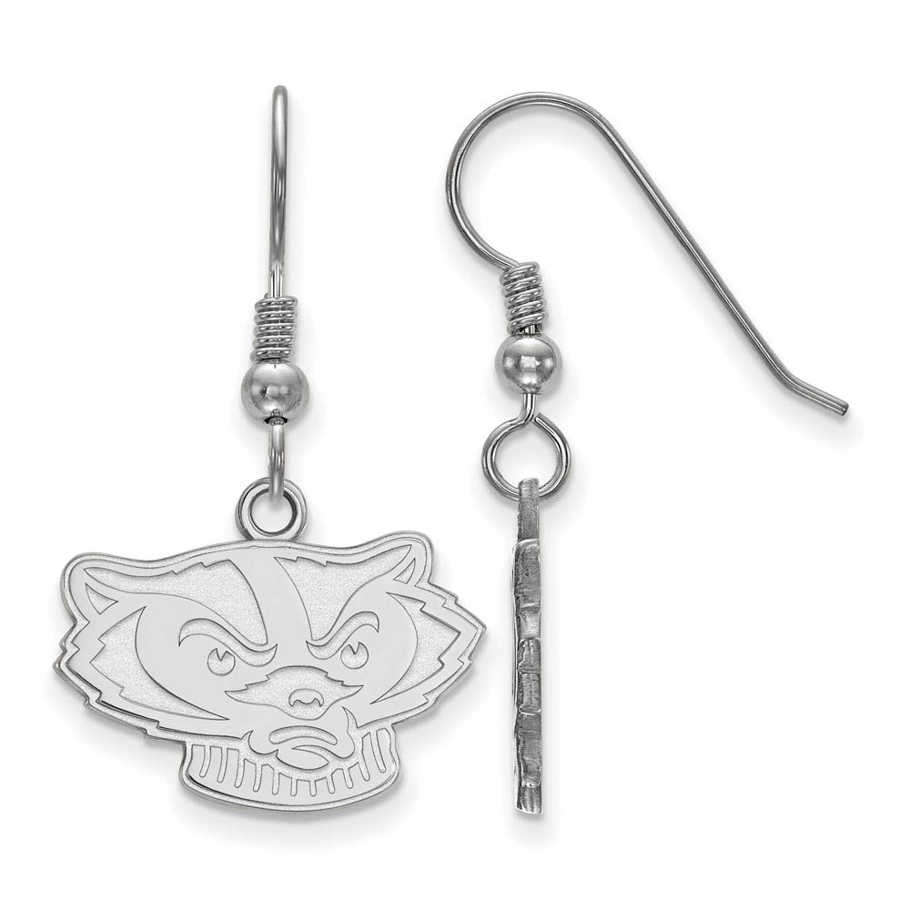 Sterling Silver University of Wisconsin Dangle Earrings
